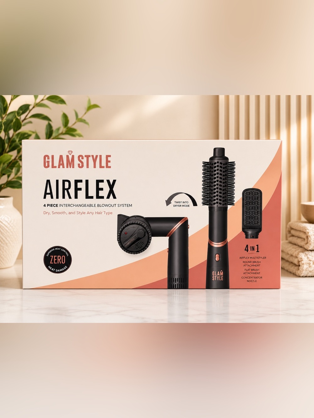 NWT Glam Style AirFlex 4-in-1 Interchangeable Blowout System
